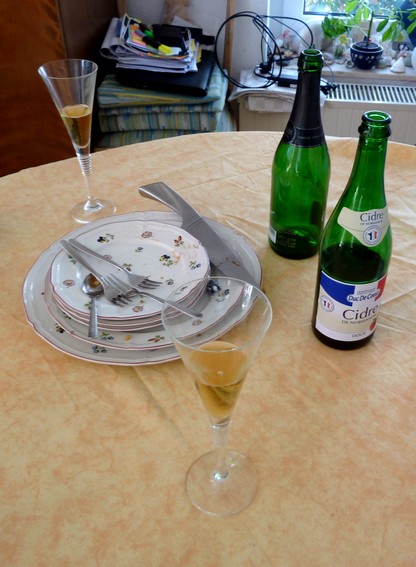 after breakfast... (that's a bottle of sparkling wine and half a bottle of cider gone... where did they disappear to?)