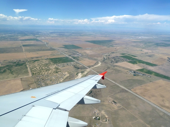 a view from the plane approaching Denver